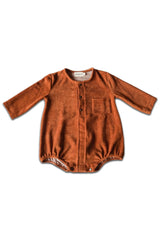 Barboteuse Bébé en Coton Bio - Minabulle - Barboteuse Basile Eponge Cannelle- Photo 1