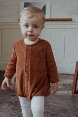 Barboteuse Bébé en Coton Bio - Minabulle - Barboteuse Basile Eponge Cannelle - Photo 2