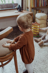 Barboteuse Bébé en Coton Bio - Minabulle - Barboteuse Basile Eponge Cannelle - Photo 4