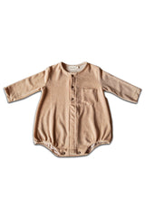 Barboteuse Bébé en Coton Bio - Minabulle - Barboteuse Basile Eponge Latte- Photo 1