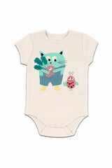 Body MC bébé pour cadeau de naissance original - La Queue Du Chat - Body Au Potager Crème en coton bio - Photo 1