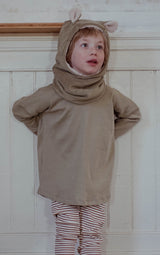 Cagoule Bébé en Coton Bio -  Minabulle  -  Cagoule à Oreilles Theophile Kaki - Photo 3