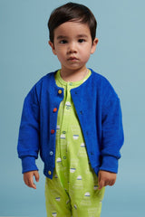 Gilet bébé pour idée cadeaux de naissance original - L'Asticot - Gilet Cyril Bleu en coton bio - Photo 2