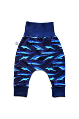 Pantalon bébé pour cadeau de naissance original - Petites Menottes - Pantalon Evolutif Cétacés en coton bio - Photo 1