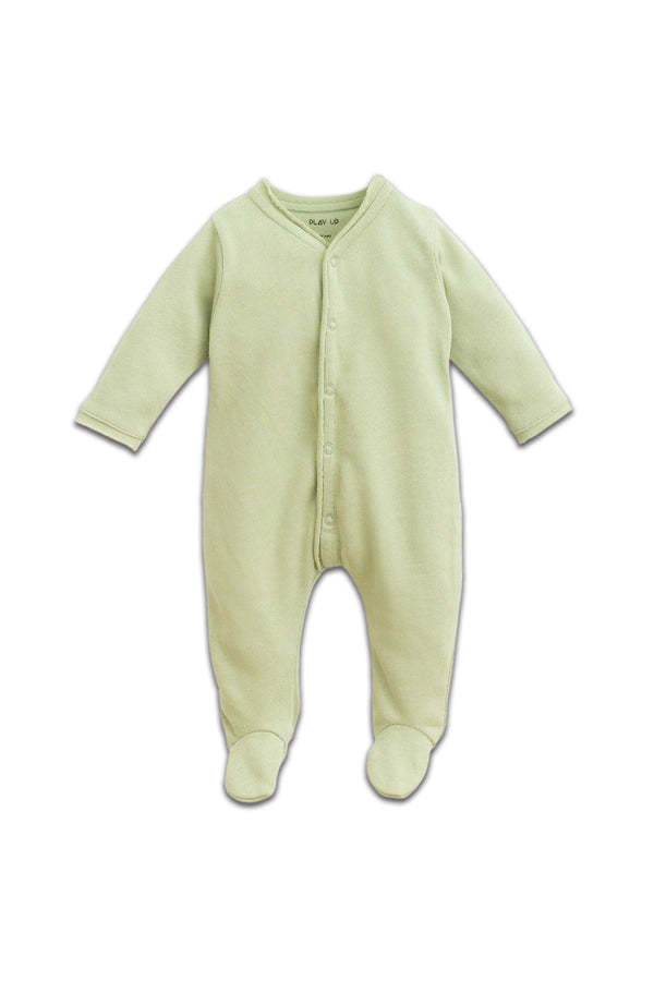 Pyjama bébé pour cadeau de naissance original - Play Up - Pyjama Botany Vert Clair en coton bio - Photo 1