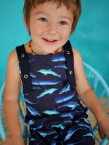 Salopette bébé pour idée cadeaux de naissance original - Petites Menottes - Salopette Evolutive Cétacés en coton bio - Photo 3