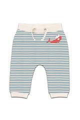 Sarouel bébé pour cadeau de naissance original - La Queue Du Chat - Sarouel Baleine Corail Rayures Bleues en coton bio - Photo 1