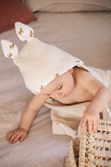 Cape de Bain bébé pour idée cadeaux de naissance original - Joey Paris - Cape de Bain de Naissance Emma Zebra Blanche en coton bio - Photo 8