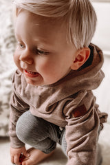 Sweat Capuche bébé pour cadeau de naissance original - Livi - Sweat à Capuche Marron en coton bio - Photo 1