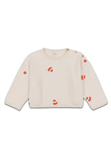 Fleece-Sweatshirt mit Bärenpunkten, ecru