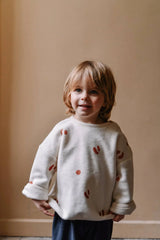 Fleece-Sweatshirt mit Bärenpunkten, ecru