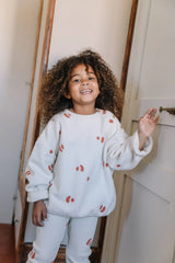 Fleece-Sweatshirt mit Bärenpunkten, ecru