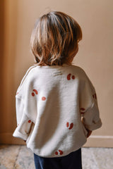 Fleece-Sweatshirt mit Bärenpunkten, ecru