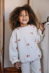 Fleece-Sweatshirt mit Bärenpunkten, ecru