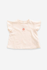T-Shirt SM bébé pour idée cadeaux de naissance original - Play Up - T-Shirt Flamé Petite Pêche Crème en coton bio - Photo 2