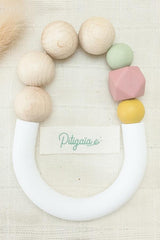 Anneau de Dentition bébé pour idée cadeaux de naissance original - Pitigaïa - Anneau de Dentition Rose en coton bio - Photo 2