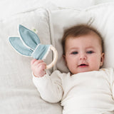 Anneau de Dentition en Coton Bio Lapin Bleu Clair