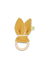 Anneau de Dentition en Coton Bio Lapin Jaune Curry