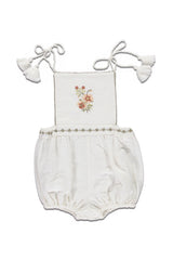 Barboteuse bébé pour cadeau de naissance original - LiiLU - Barboteuse Folk Milk avec Broderie Fleurs en coton bio - Photo 1