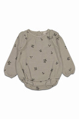 Barboteuse ML bébé pour cadeau de naissance original - Studio Bohème - Barboteuse Esmée Prunes Taupe en coton bio - Photo 1