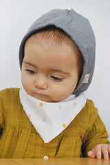 Bavoir bébé pour idée cadeaux de naissance original - Carotte & Cie - Bavoir Confettis Blanc en coton bio - Photo 2
