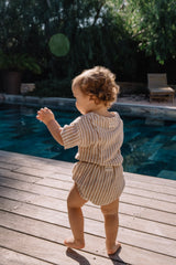 Bloomer bébé pour idée cadeaux de naissance original - Studio Bohème - Bloomer Ami avec Rayures Biscuit en coton bio - Photo 3