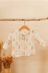 Blouse bébé pour idée cadeaux de naissance original - Paulin - Blouse Alisée Feuilles Crème en coton bio - Photo 4