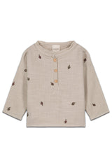 Blouse bébé pour cadeau de naissance original - Studio Bohème - Blouse Olympe Artichauts Gris en coton bio - Photo 1