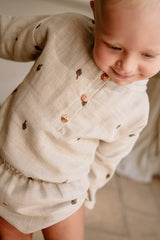 Blouse bébé pour idée cadeaux de naissance original - Studio Bohème - Blouse Olympe Artichauts Gris en coton bio - Photo 5