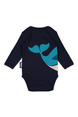 Kit Body Bavoir bébé pour idée cadeaux de naissance original - Coq en Pâte - Kit Body + Bavoir Baleine Bleu Marine en coton bio - Photo 3