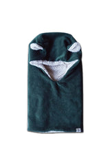 Cagoule bébé pour cadeau de naissance original - Minabulle - Cagoule Théophile Vert Sapin en coton bio - Photo 1