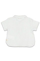 Chemise MC bébé pour idée cadeaux de naissance original - Buho - Chemise Imprimé Carreaux en Coton Bio pour Bébé Bleue en coton bio - Photo 2