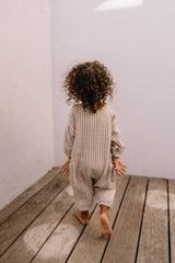 Combinaison bébé pour idée cadeaux de naissance original - Studio Bohème - Combinaison Big Papi avec Rayures Biscuit en coton bio - Photo 3