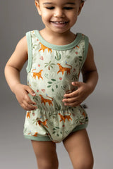 Combi-short évolutive en Coton Bio Tigers Vert Clair