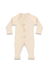 Combinaison bébé pour idée cadeaux de naissance original - Buho - Combinaison en Maille Côtelée Ecrue en coton bio - Photo 2