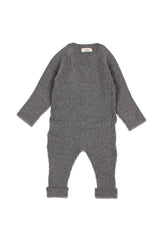 Combinaison bébé pour idée cadeaux de naissance original - Buho - Combinaison en Maille Côtelée Grise en coton bio - Photo 2