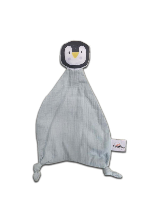 Doudou bébé pour cadeau de naissance original - Carotte & Cie - Doudou en Coton Bio Pingouin Bleu Ciel en coton bio - Photo 1