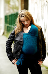 JPMBBFular para bebé con tatuaje retro azul orgánico básico