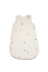 Gigoteuse bébé pour cadeau de naissance original - Fabelab - Gigoteuse d'été en Coton Bio Ecrue avec Petites Pêches en coton bio - Photo 1