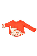 Gilet bébé pour idée cadeaux de naissance original - Little Woude - Gilet Asymétrique Coquelicots Rouge en coton bio - Photo 3