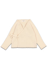 Gilet bébé pour cadeau de naissance original - Buho - Gilet Cache Coeur Ecru en coton bio - Photo 1