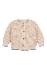 Gilet bébé pour cadeau de naissance original - Buho - Gilet en Alpaga Beige en coton bio - Photo 1