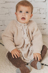 Gilet bébé pour idée cadeaux de naissance original - Buho - Gilet en Alpaga Beige en coton bio - Photo 2