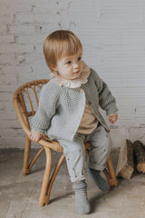 Gilet bébé pour idée cadeaux de naissance original - Buho - Gilet en Alpaga Bleu Gris en coton bio - Photo 2