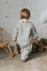 Gilet bébé pour idée cadeaux de naissance original - Buho - Gilet en Alpaga Bleu Gris en coton bio - Photo 4