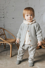 Gilet bébé pour idée cadeaux de naissance original - Buho - Gilet en Alpaga Bleu Gris en coton bio - Photo 5