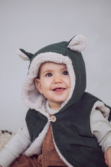 Gilet bébé pour idée cadeaux de naissance original - Minabulle - Gilet Sans Manches Amarok Vert Sapin en coton bio - Photo 5