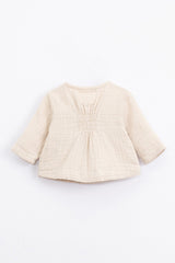 Gilet bébé pour idée cadeaux de naissance original - Play Up - Gilet Tissé avec Boutons de Coco Ecru en coton bio - Photo 2