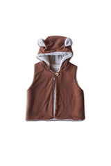 Gilet bébé pour cadeau de naissance original - Minabulle - Gilet Sans Manches Amarok Cannelle en coton bio - Photo 1