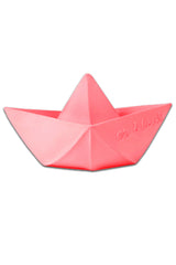 Jouet de Bain Bébé en Coton Bio - Oli & Carol - Jouet de Bain Bâteau Origami Rose- Photo 1